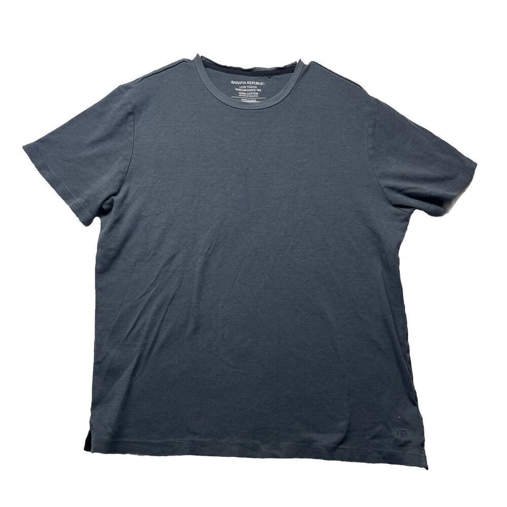 Banana Republic Men's Luxe Touch Performance Tee 100% Cotton Size XL Blue Stripe
